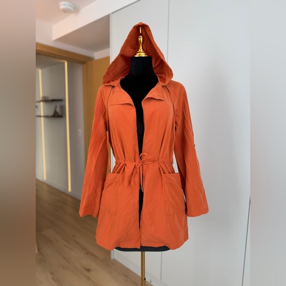 Love Tree Jackets & Blazers - Orange Hooded Utility Jacket